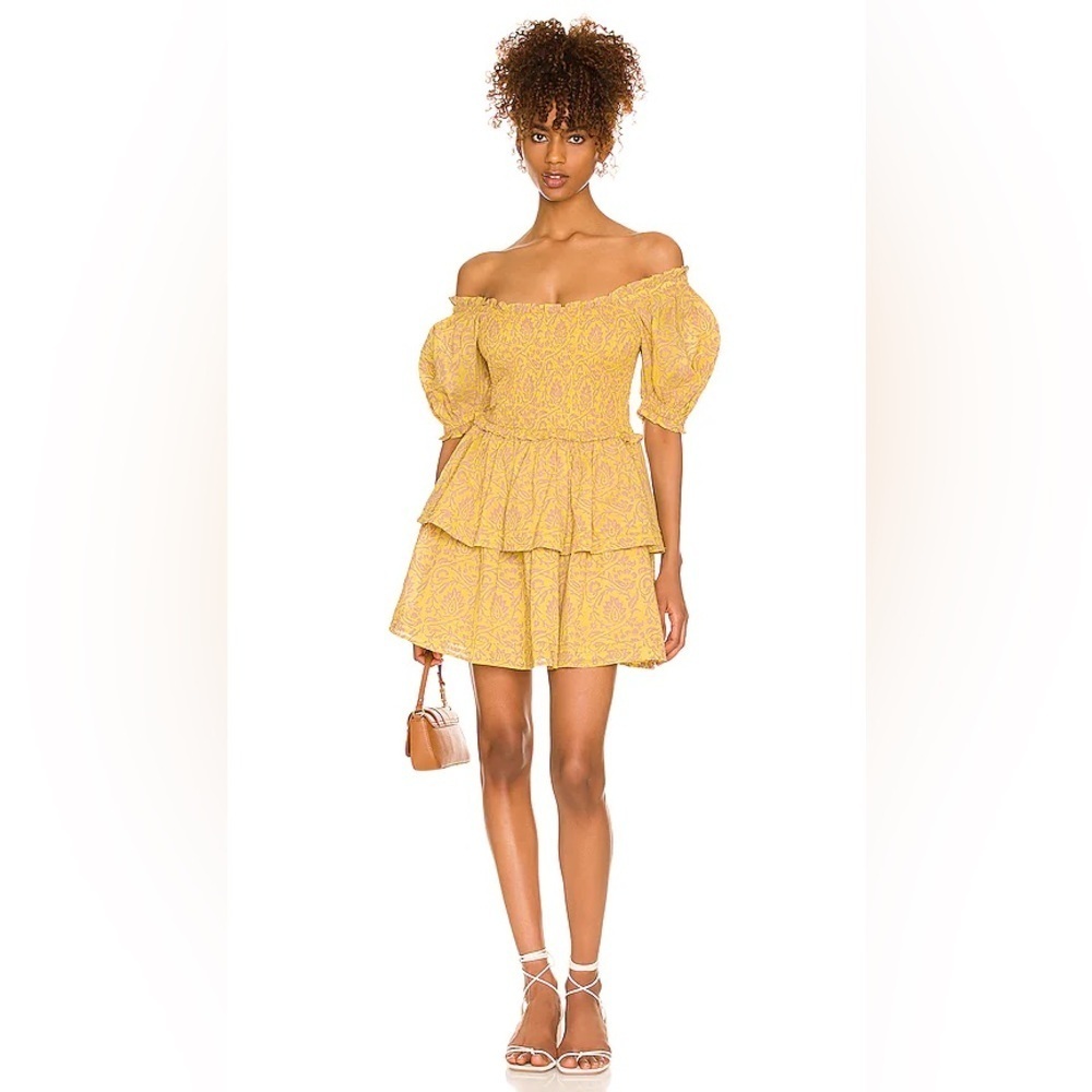 Cleobella Women’s Yellow Luna Organic Cotton Camellia Print Mini Dress